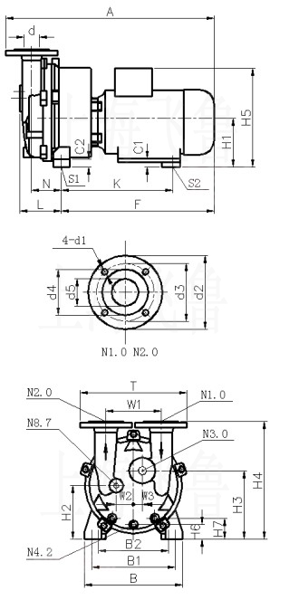 2BV5110、2BV5111、2BV5121、2BV5131、2BV5161外形及安裝尺寸